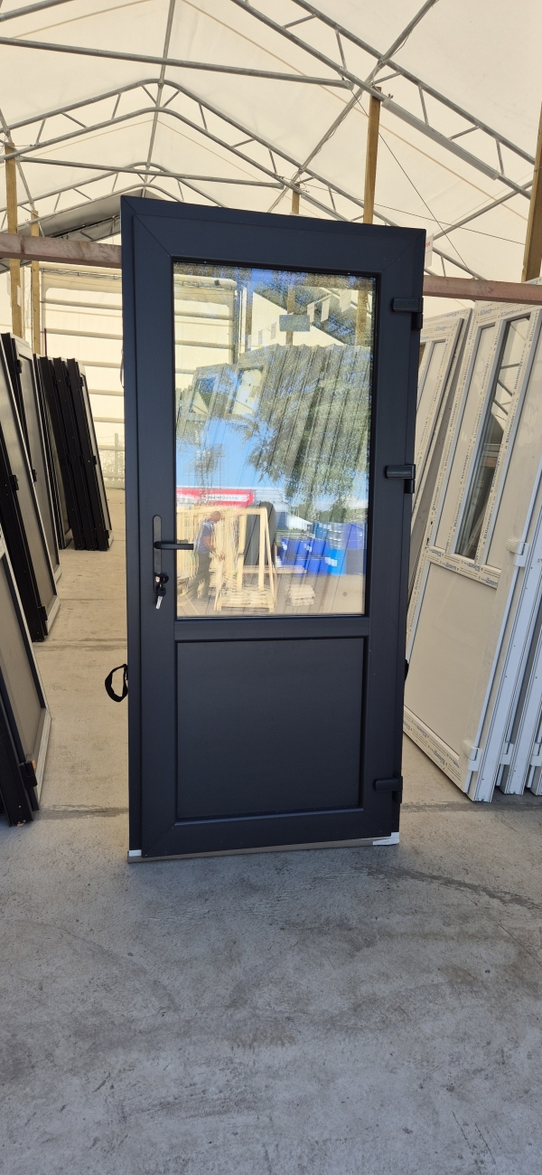 PVC ĀRDURVIS WDS, Nr.1, antracīts, STIKLA PAKETE 24MM